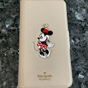 Kate Spade x Disney Minnie Mouse Tan Leather Folio Case for iPhone XS Max $85